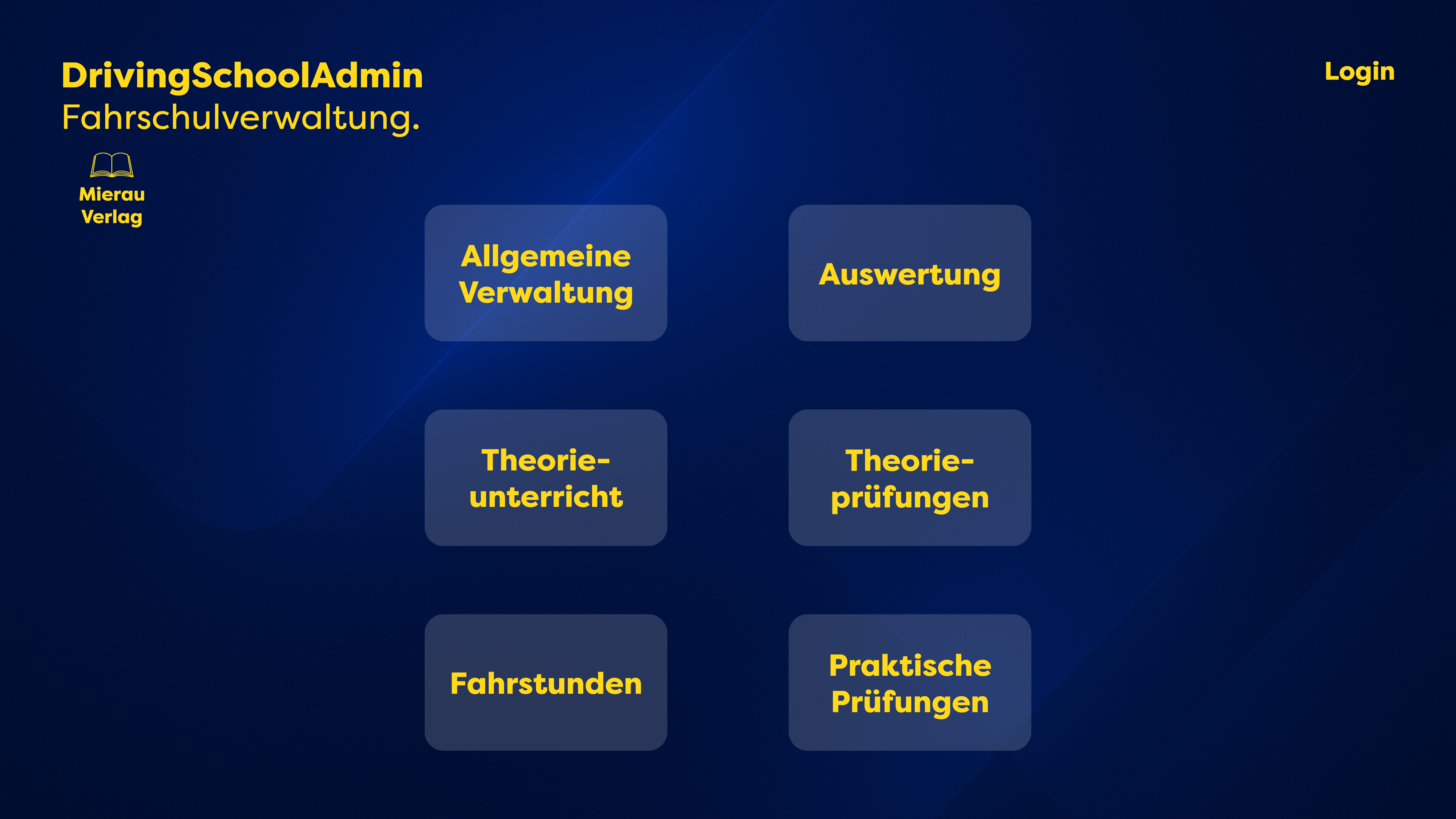 Hier ist die Startseite von DrivingSchoolAdmin.